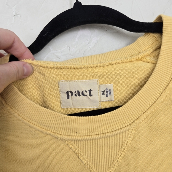 Pact Organic Cotton Yellow Crewneck Pullover Sweatshirt, M - Picture 8 of 10